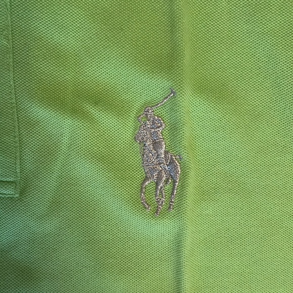 Ralph Lauren Slim Fit Stretch Lime Green with Silver Extra Large Pony Golf Shirt - Picture 2 of 5